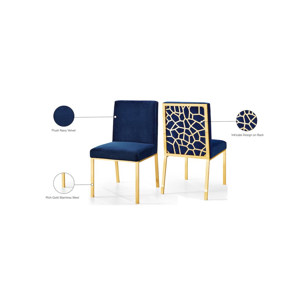 Opal Navy Velvet Dining Chair, Set of 2. Picture 5