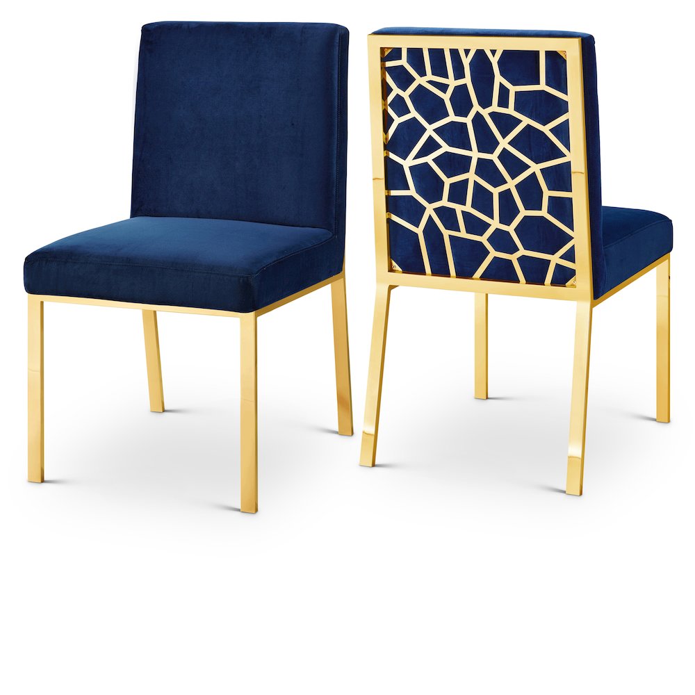 Opal Navy Velvet Dining Chair, Set of 2. Picture 1