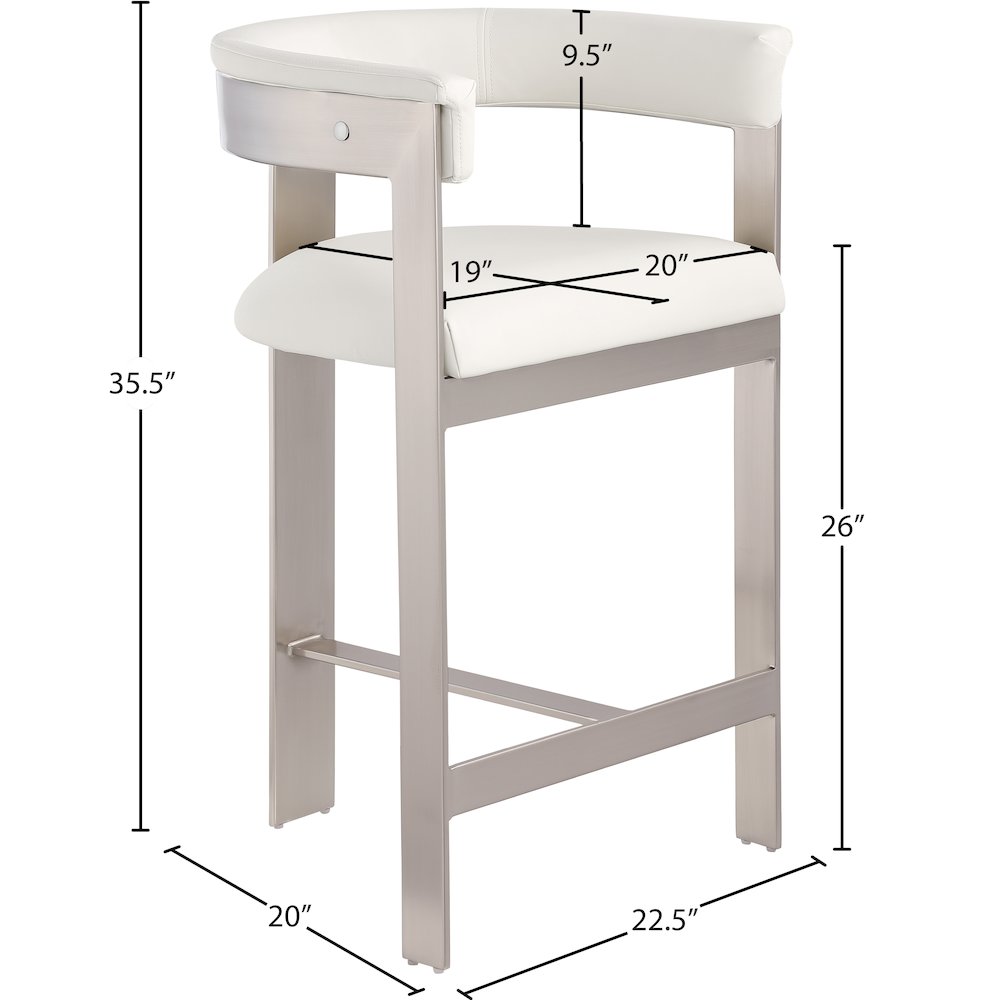 Romeo Cream Vegan Leather Counter Stool, Set of 2. Picture 6
