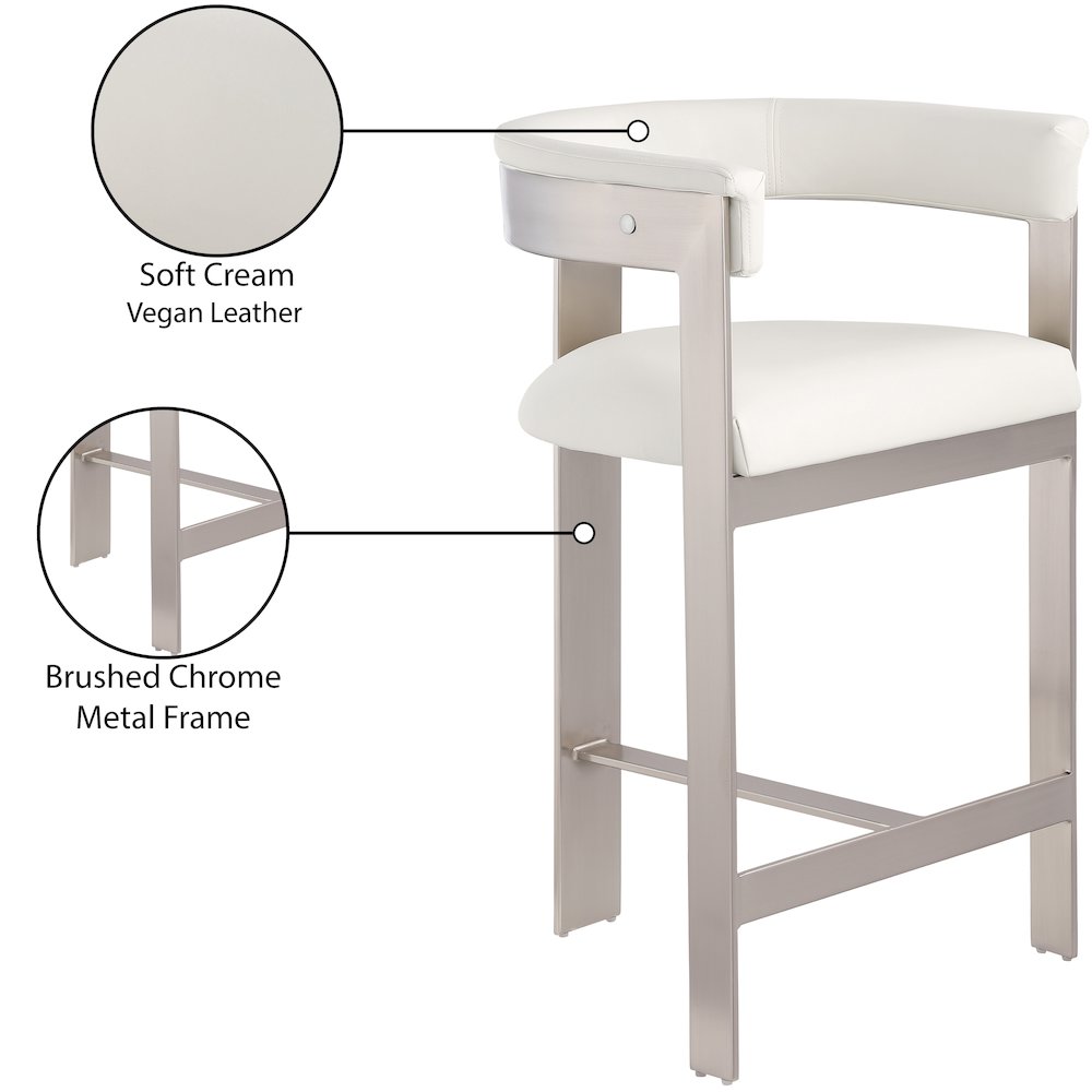 Romeo Cream Vegan Leather Counter Stool, Set of 2. Picture 7