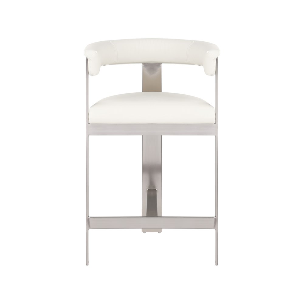 Romeo Cream Vegan Leather Counter Stool, Set of 2. Picture 3