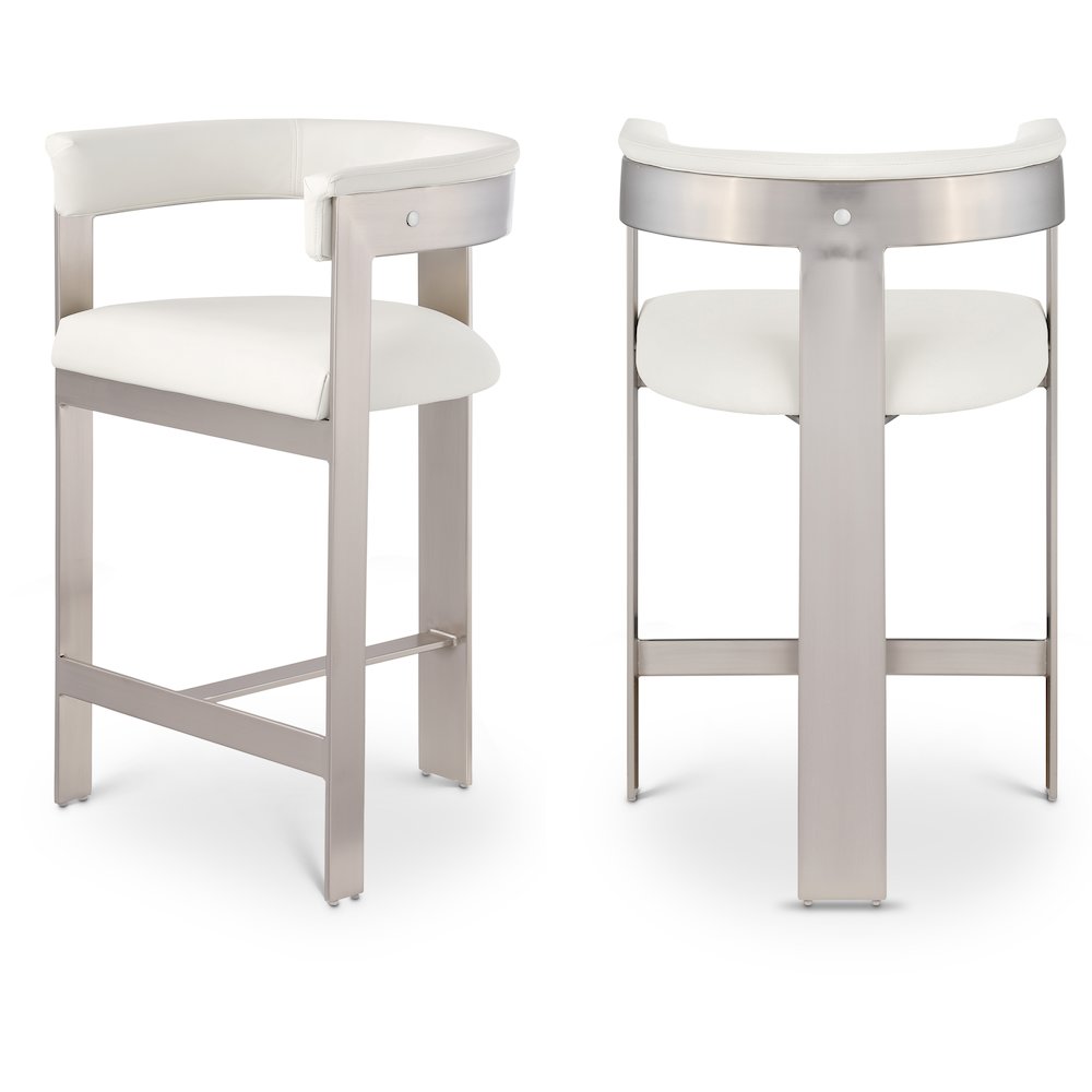 Romeo Cream Vegan Leather Counter Stool, Set of 2. Picture 1