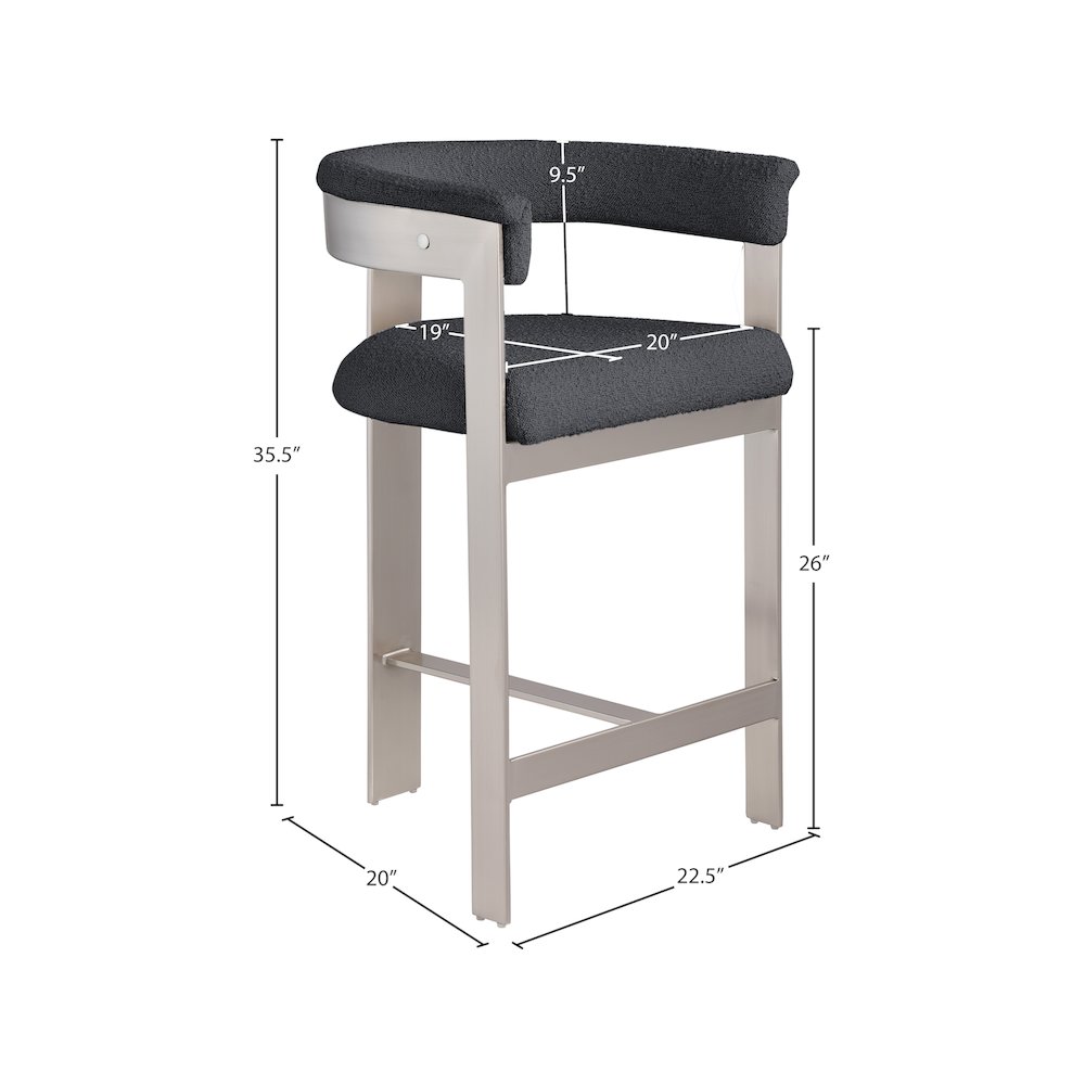 Romeo Black Boucle Fabric Counter Stool, Set of 2. Picture 6