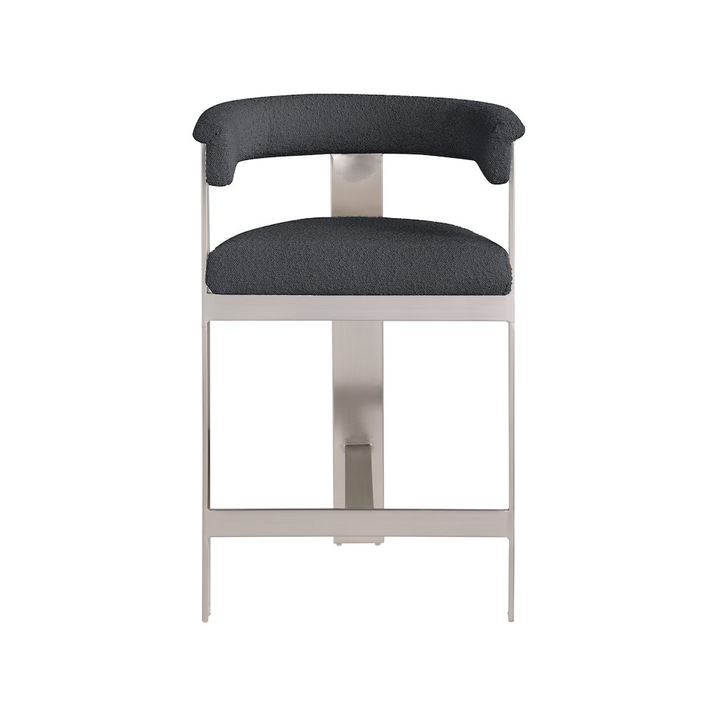 Romeo Black Boucle Fabric Counter Stool, Set of 2. Picture 3