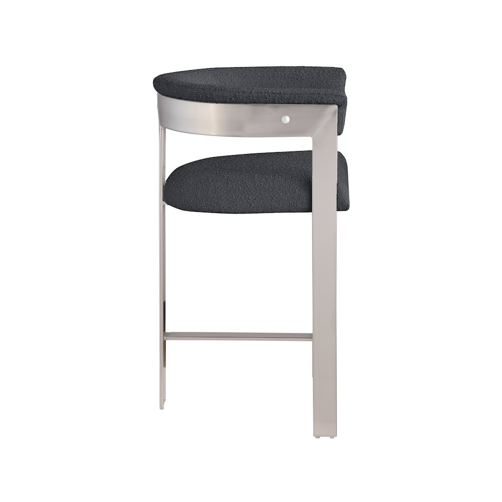 Romeo Black Boucle Fabric Counter Stool, Set of 2. Picture 4
