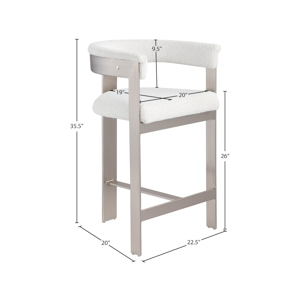 Romeo Cream Boucle Fabric Counter Stool, Set of 2. Picture 6