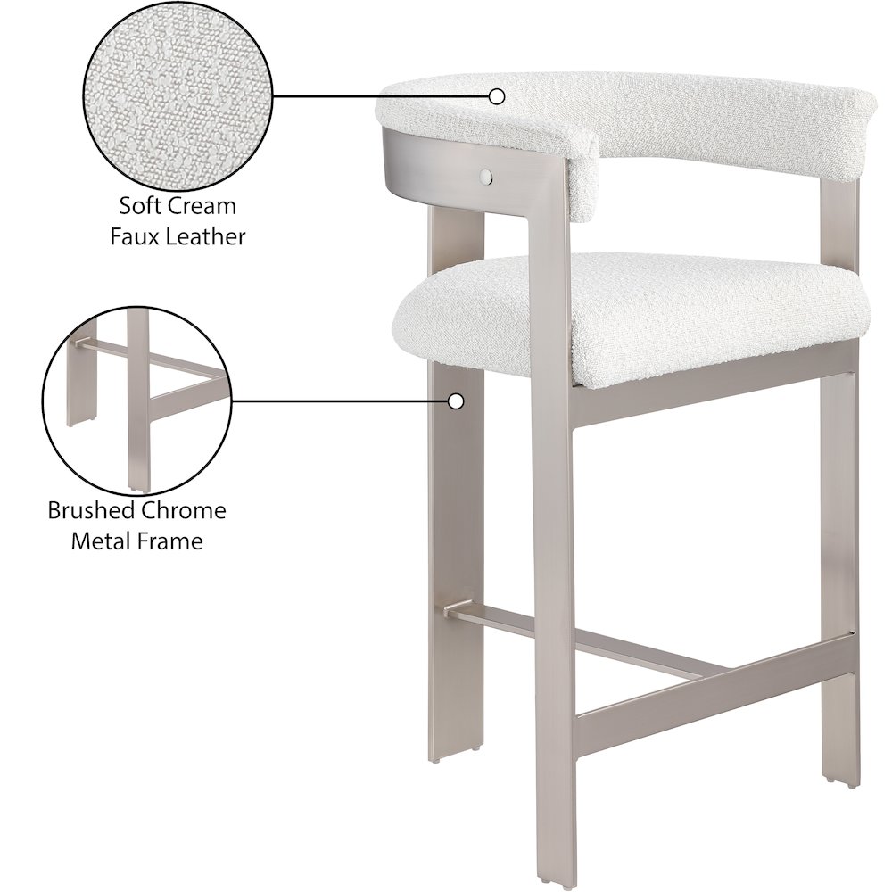 Romeo Cream Boucle Fabric Counter Stool, Set of 2. Picture 7
