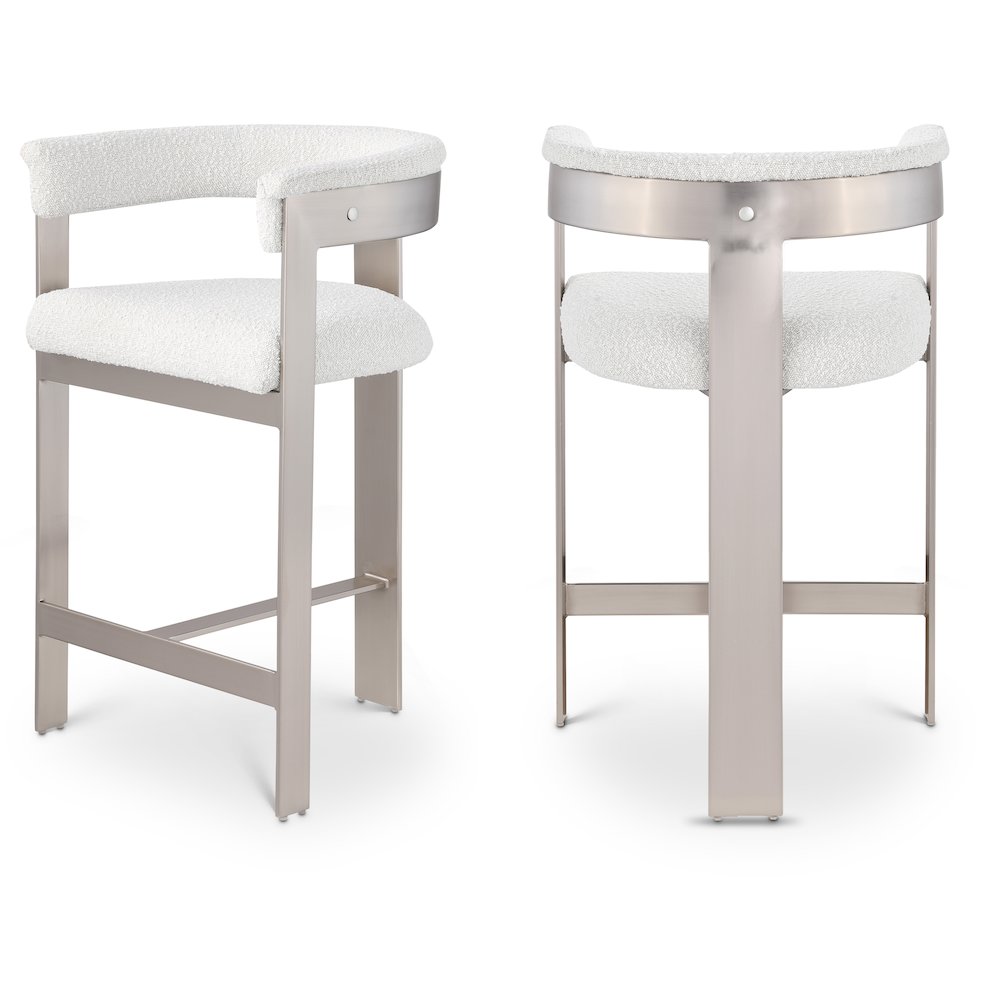 Romeo Cream Boucle Fabric Counter Stool, Set of 2. Picture 1
