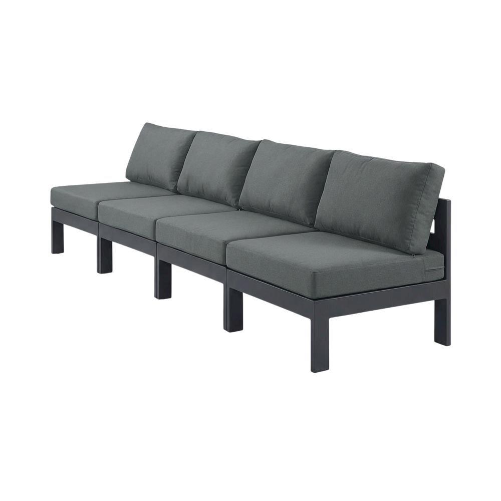 Gray Fabric Outdoor Modular Sofa With Contemporary Style And Comfortable Back. Picture 1