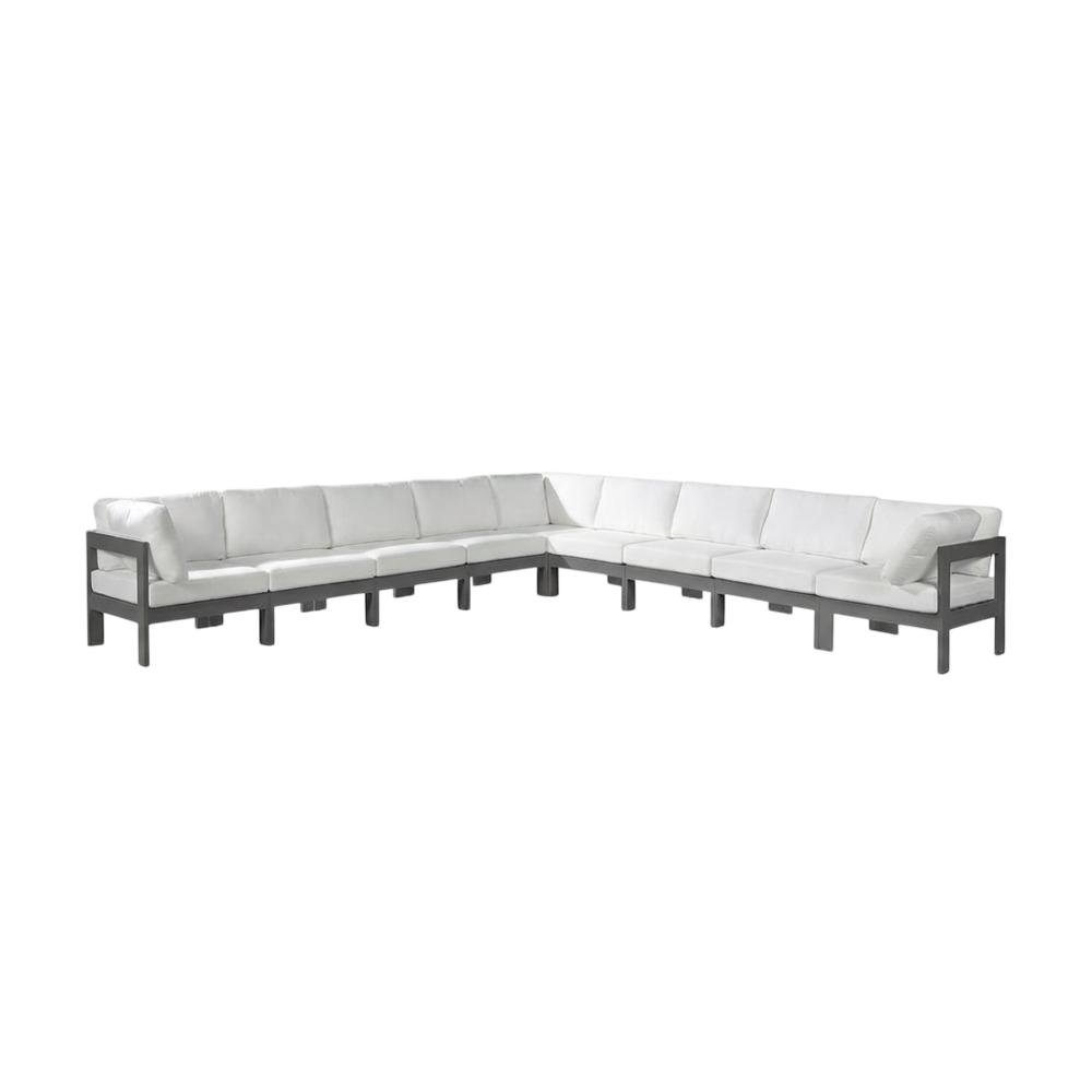 White Fabric Outdoor Patio Modular Sectional With Contemporary Design. Picture 1