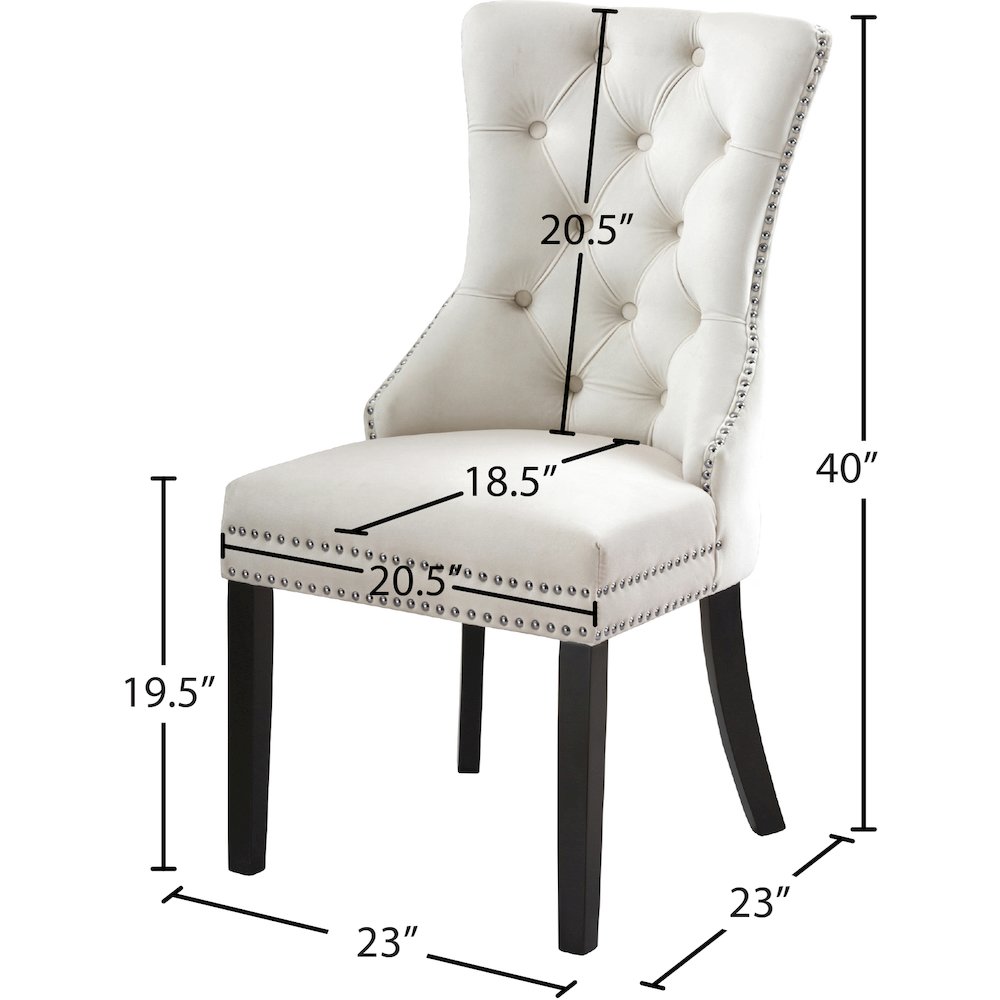 Nikki Cream Velvet Dining Chair, Set of 2. Picture 5