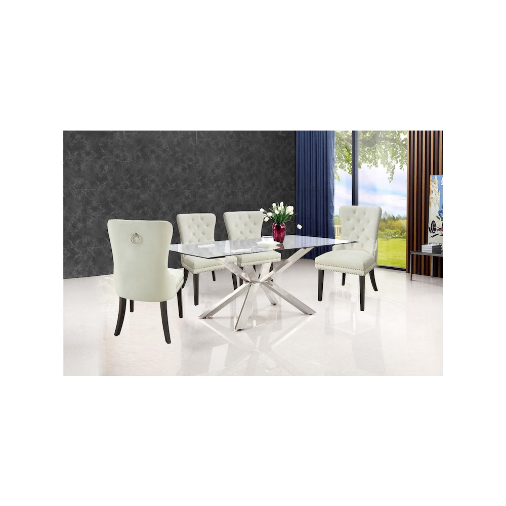 Nikki Cream Velvet Dining Chair, Set of 2. Picture 4