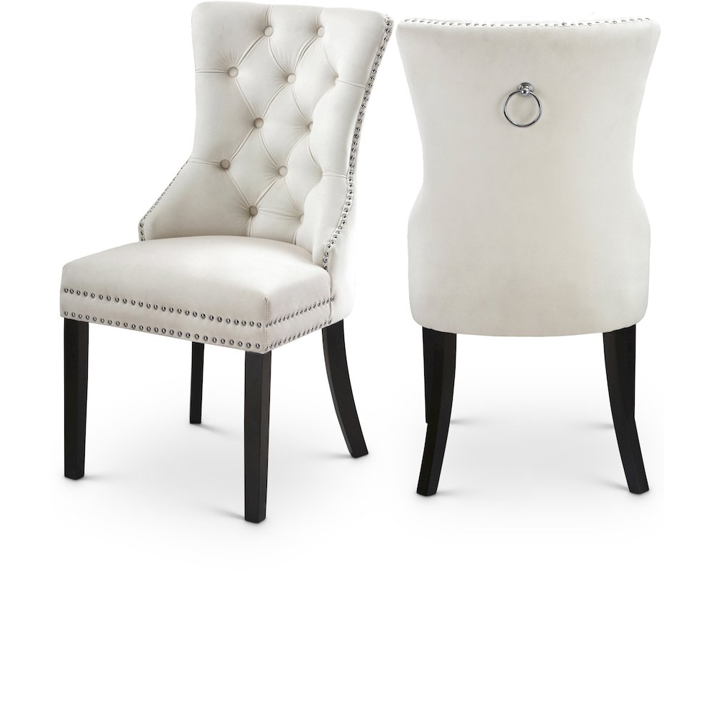 Nikki Cream Velvet Dining Chair, Set of 2. Picture 1