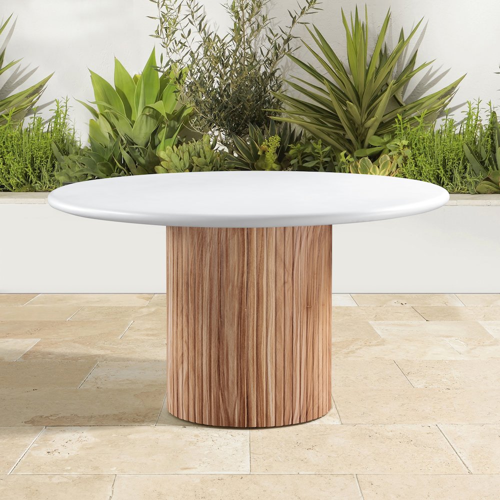 Sanremo White Concrete 53" Finished Concrete Indoor/Outdoor Dining Table. Picture 2