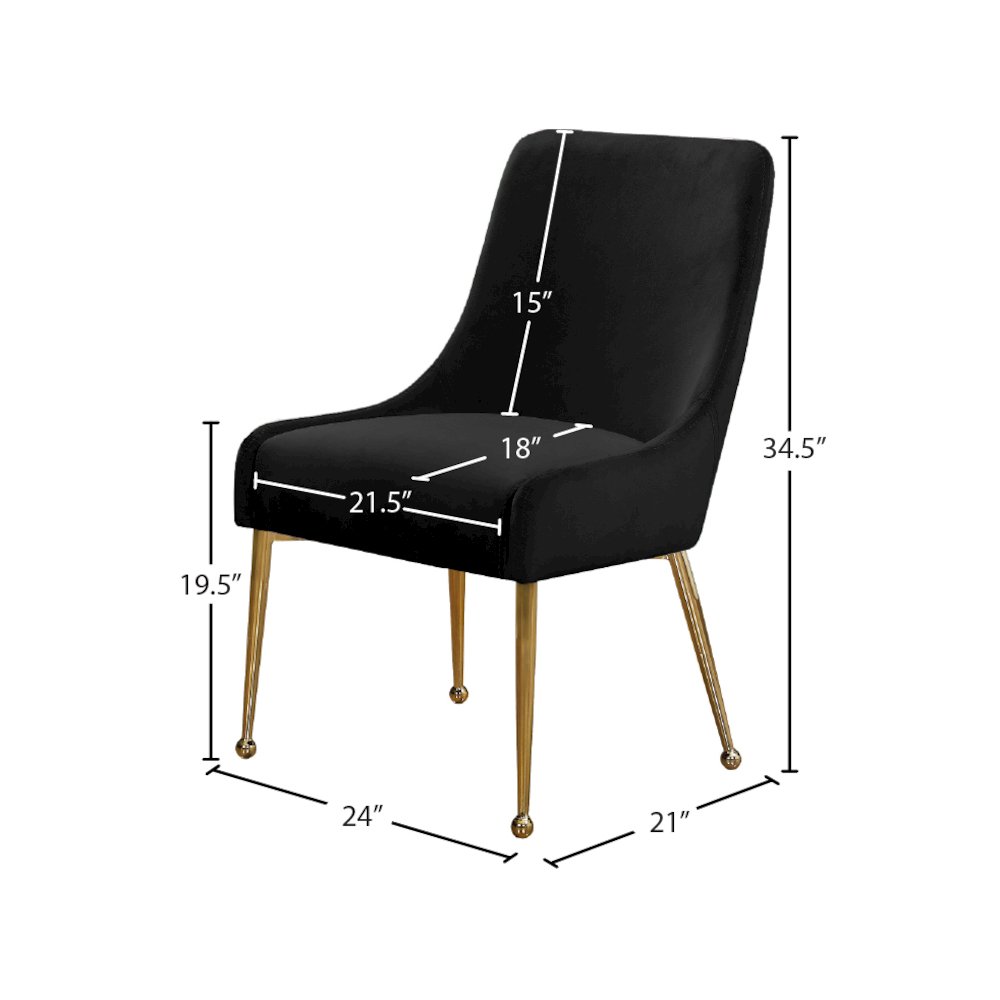 Owen Black Velvet Dining Chair, Set of 2. Picture 4