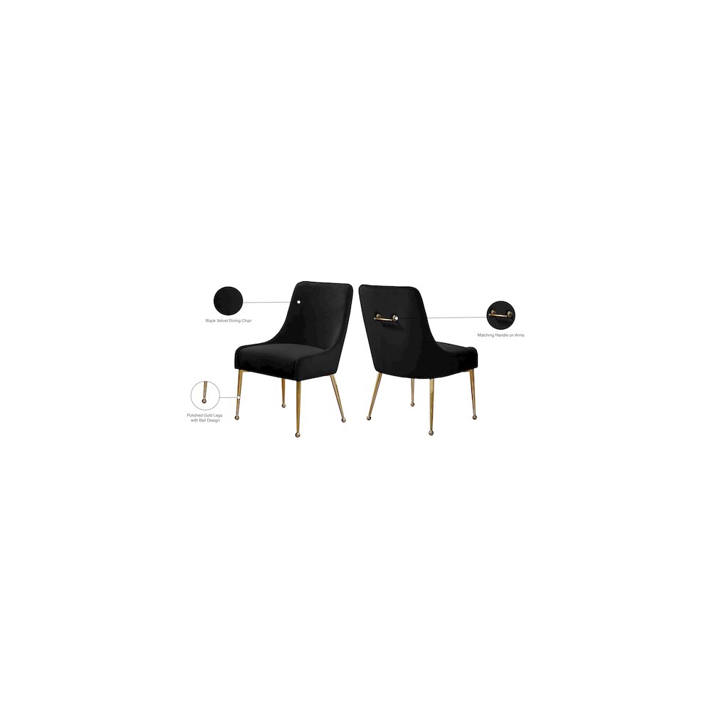Owen Black Velvet Dining Chair, Set of 2. Picture 5