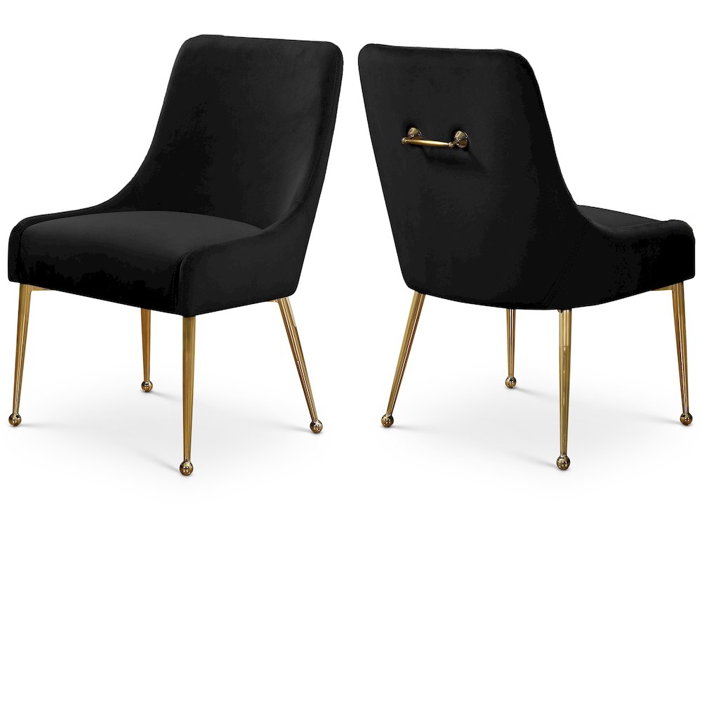 Owen Black Velvet Dining Chair, Set of 2. Picture 1