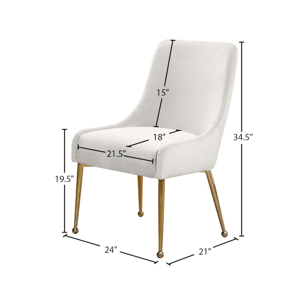 Owen Cream Velvet Dining Chair, Set of 2. Picture 4