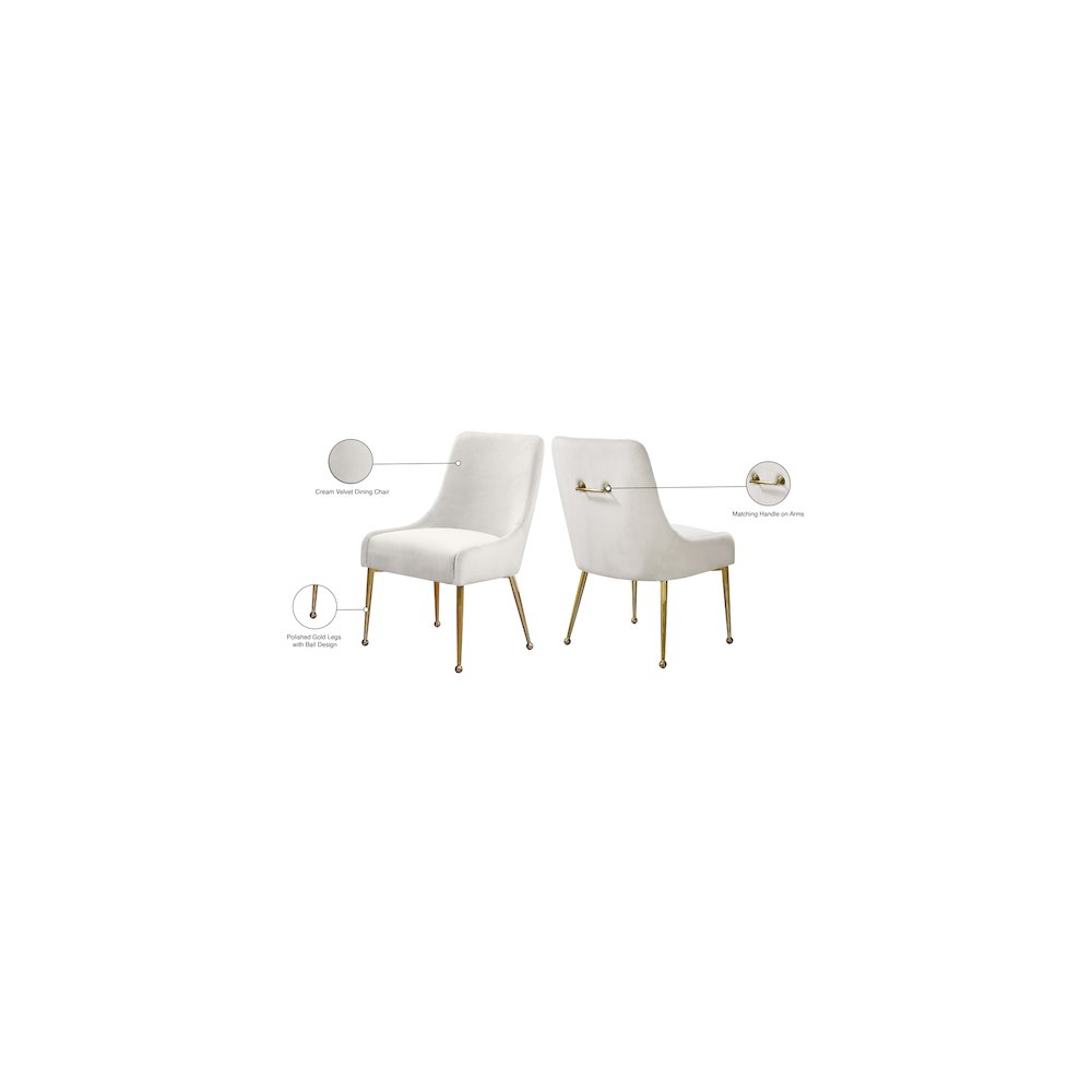 Owen Cream Velvet Dining Chair, Set of 2. Picture 5