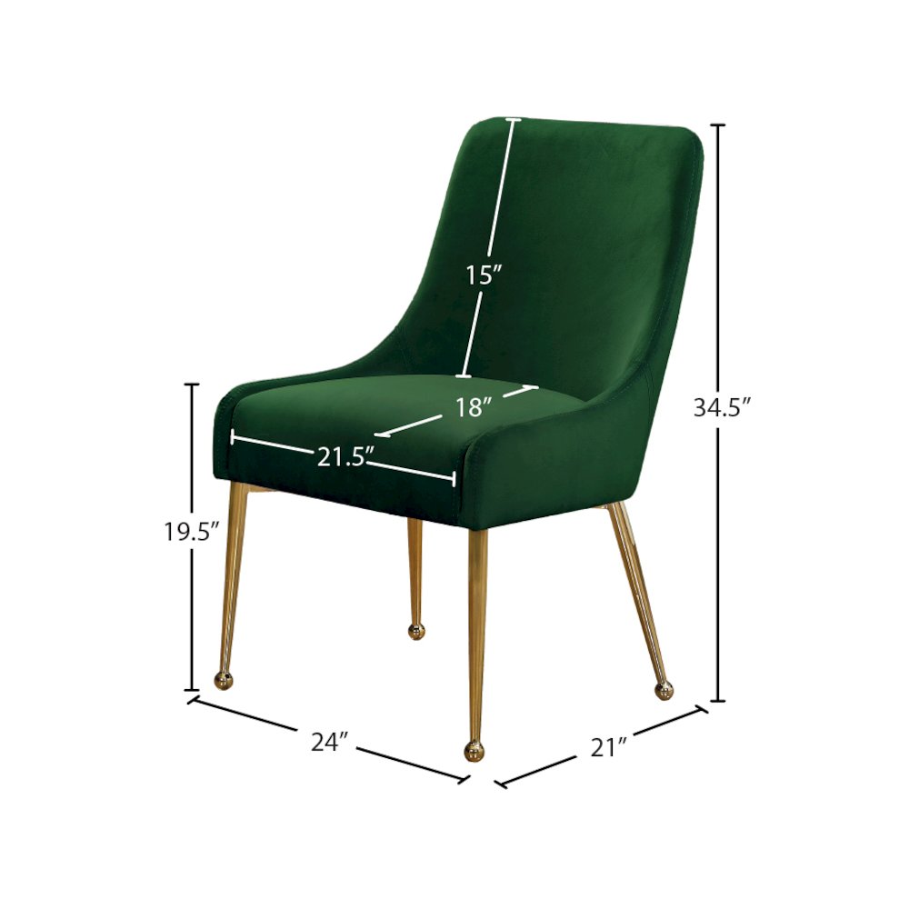 Owen Green Velvet Dining Chair, Set of 2. Picture 4