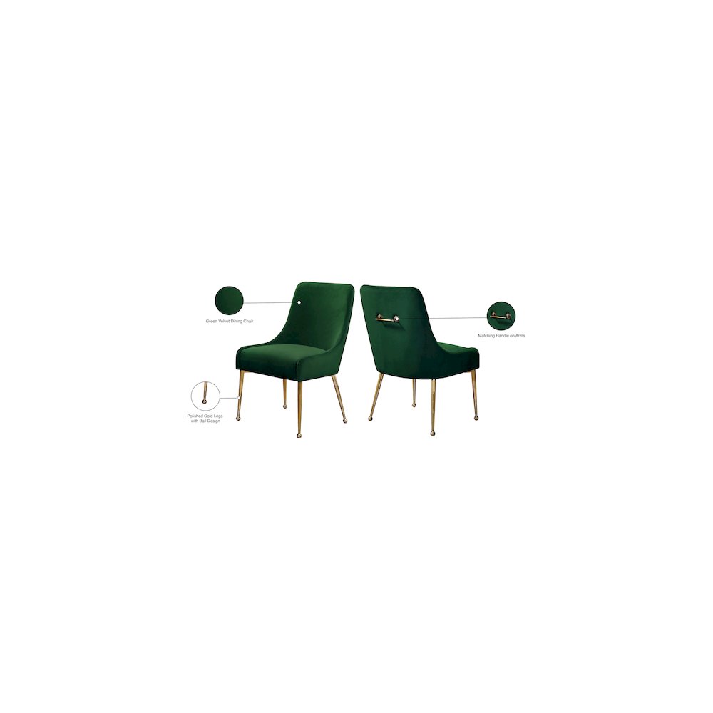 Owen Green Velvet Dining Chair, Set of 2. Picture 5