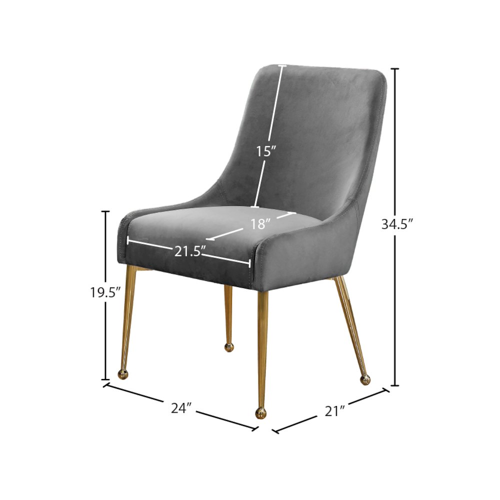 Owen Grey Velvet Dining Chair, Set of 2. Picture 4