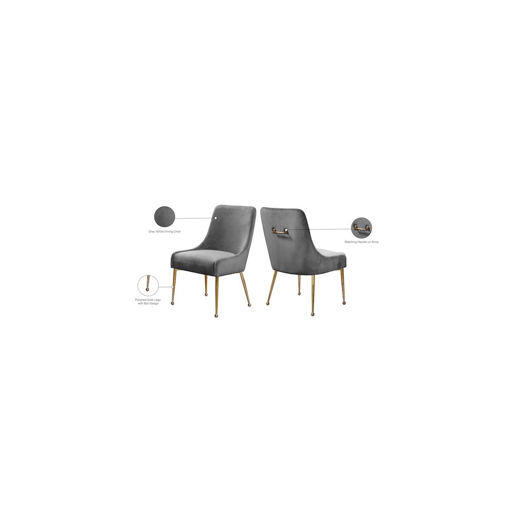 Owen Grey Velvet Dining Chair, Set of 2. Picture 5