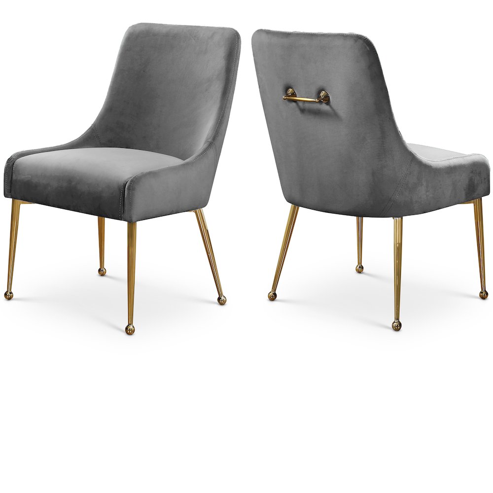 Owen Grey Velvet Dining Chair, Set of 2. Picture 1