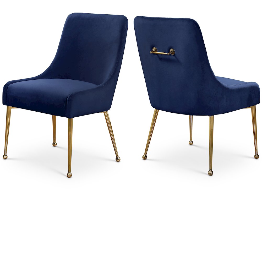 Owen Navy Velvet Dining Chair, Set of 2. Picture 1