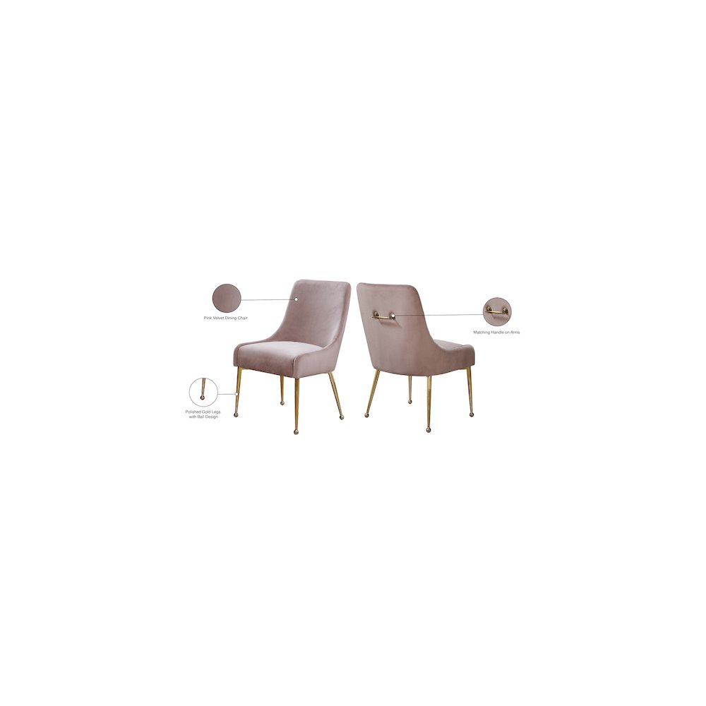 Owen Pink Velvet Dining Chair, Set of 2. Picture 5