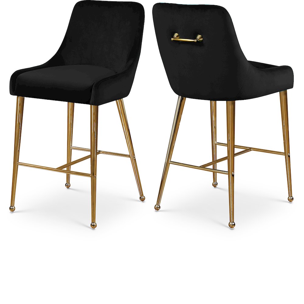 Owen Black Velvet Stool, Set of 2. Picture 1