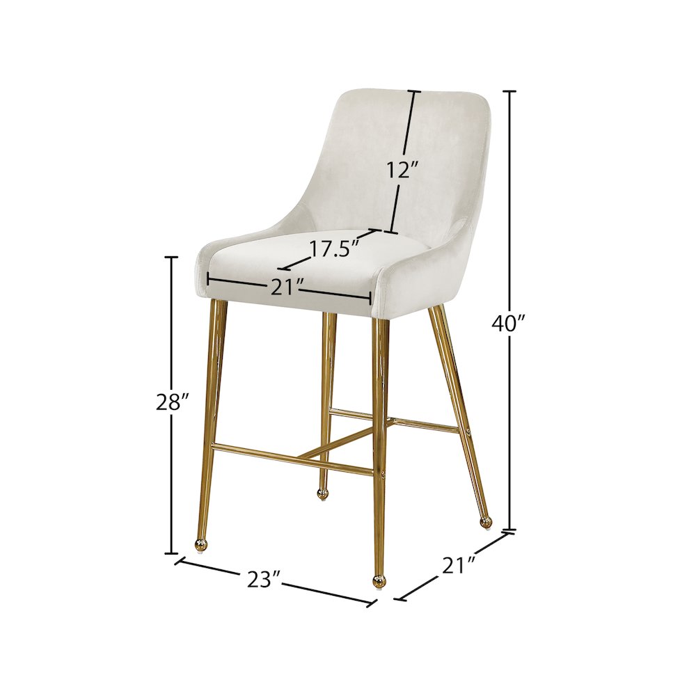 Owen Cream Velvet Stool, Set of 2. Picture 4