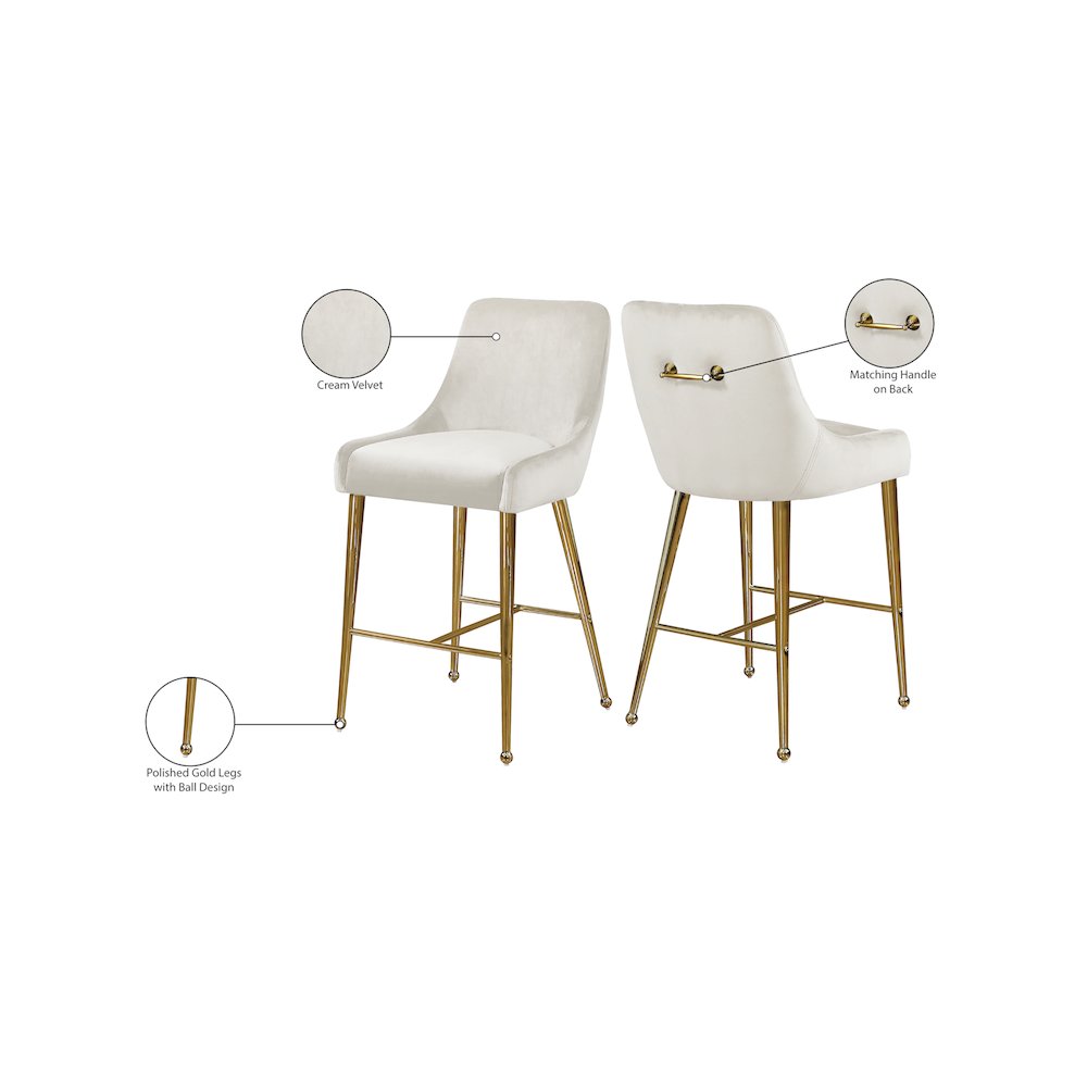 Owen Cream Velvet Stool, Set of 2. Picture 5