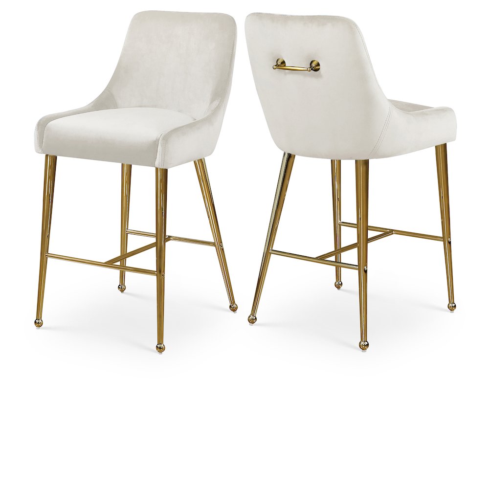 Owen Cream Velvet Stool, Set of 2. Picture 1