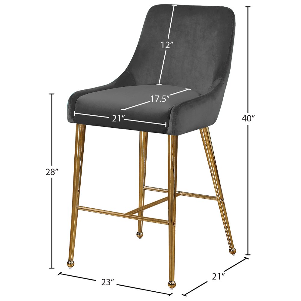 Owen Grey Velvet Stool, Set of 2. Picture 4