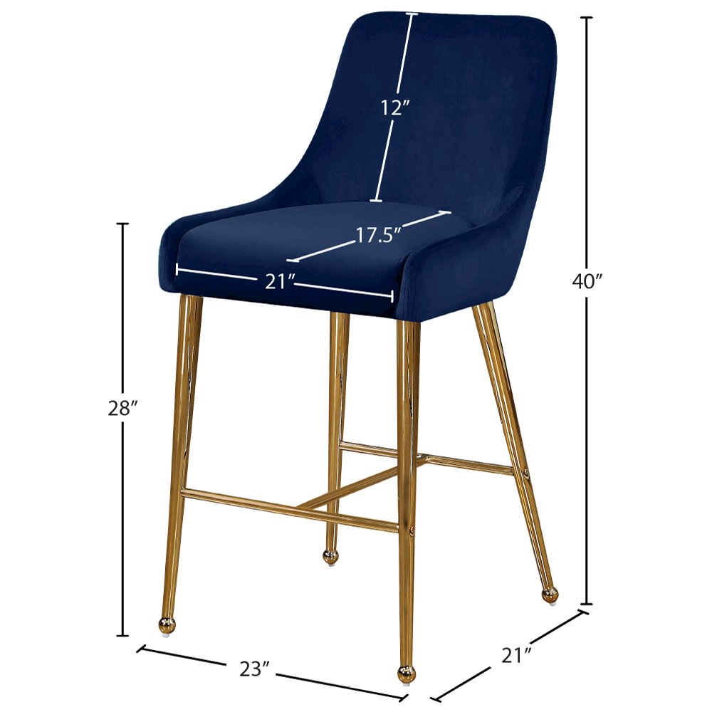 Owen Navy Velvet Stool, Set of 2. Picture 4