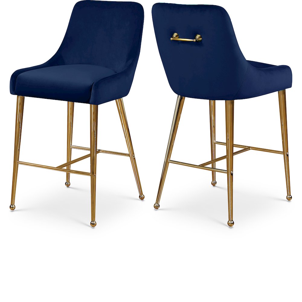 Owen Navy Velvet Stool, Set of 2. Picture 1