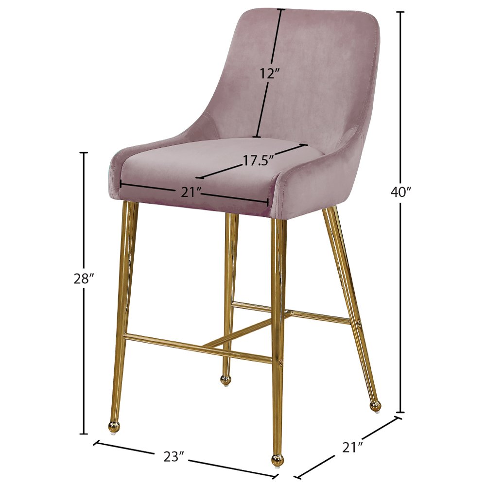 Owen Pink Velvet Stool, Set of 2. Picture 4