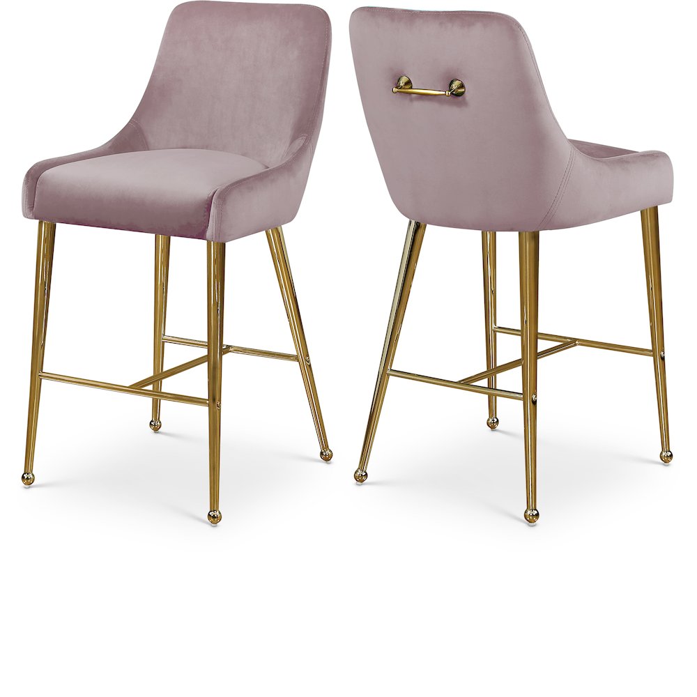 Owen Pink Velvet Stool, Set of 2. Picture 1