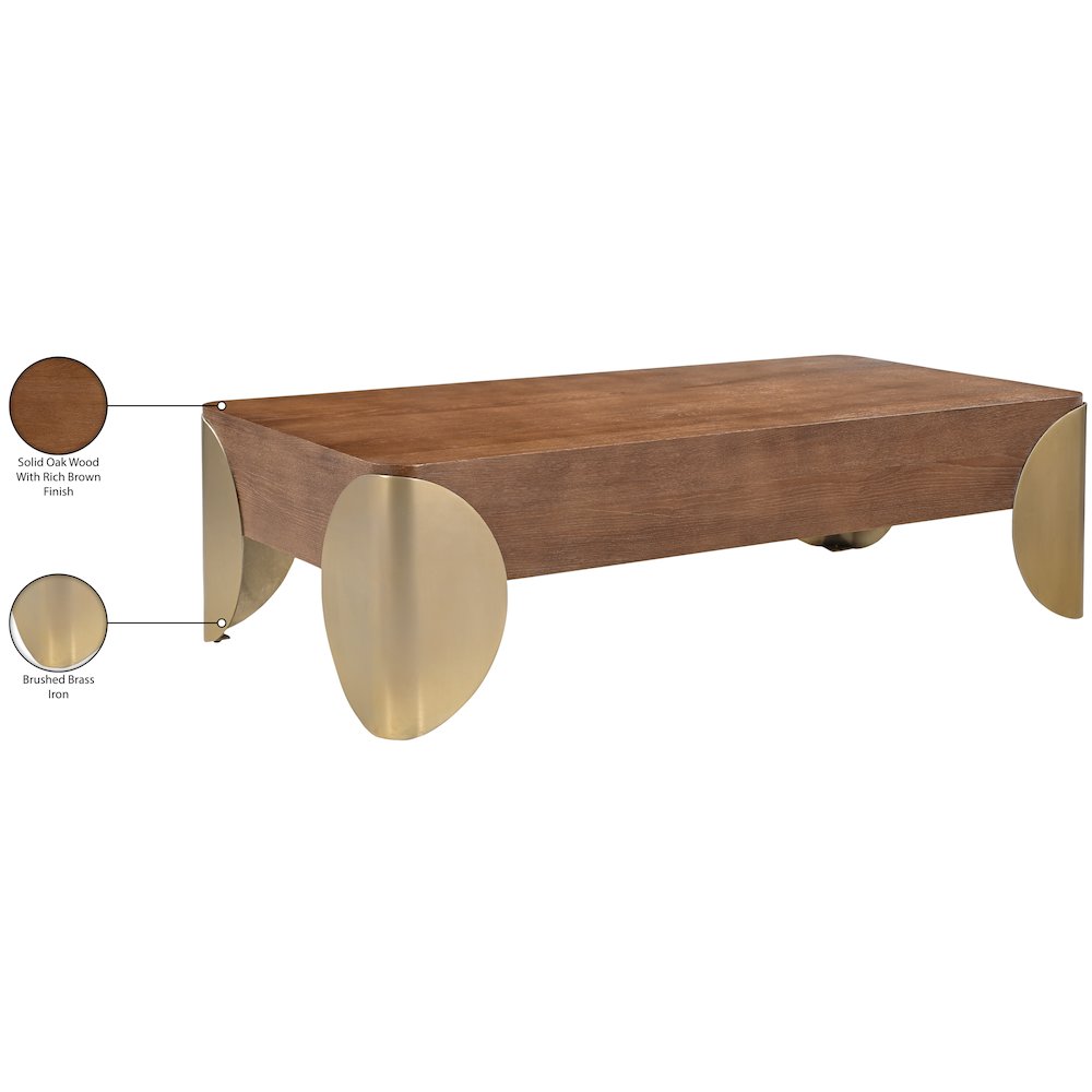 Cazari Brown Oak Wood And Iron Coffee Table. Picture 8