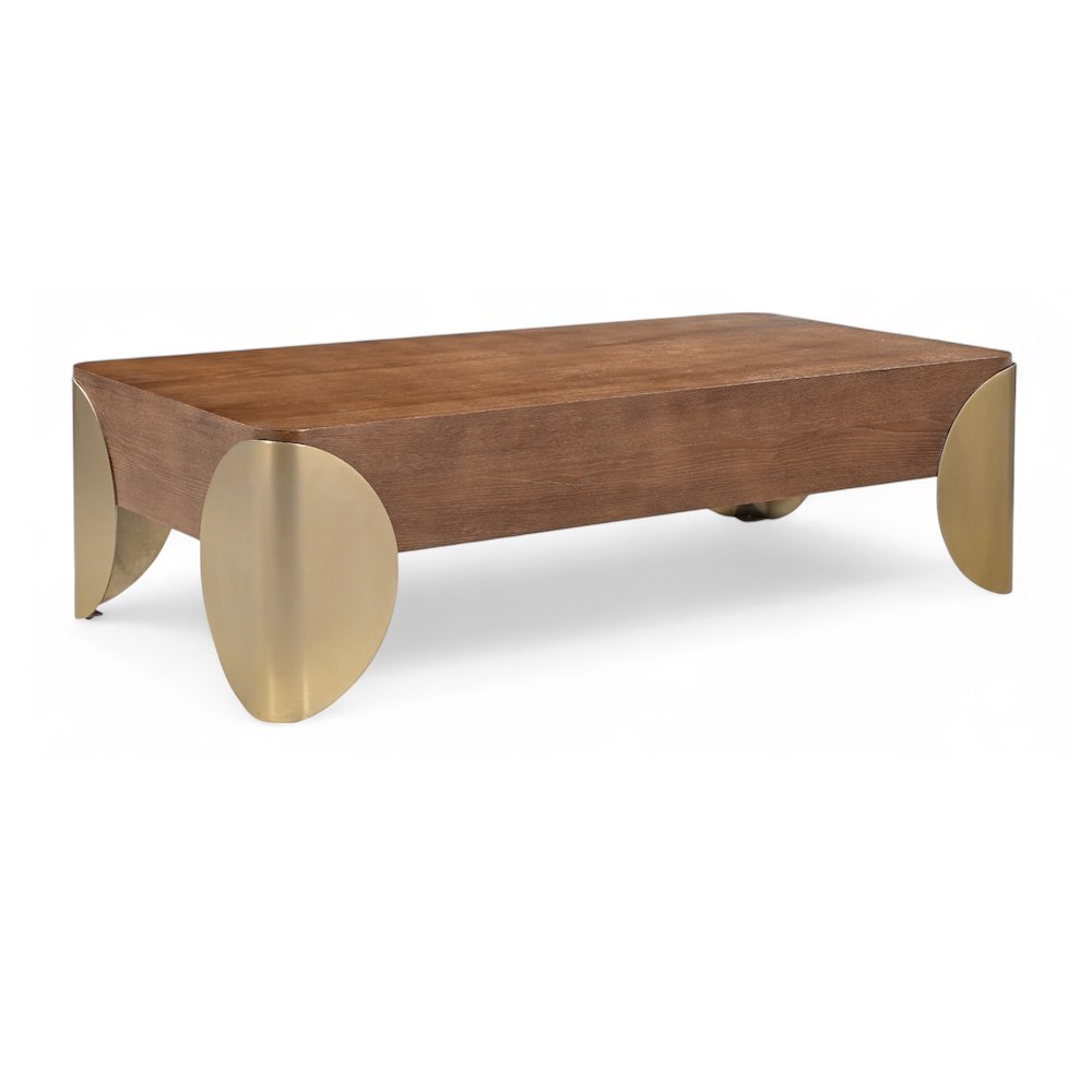 Cazari Brown Oak Wood And Iron Coffee Table. Picture 1