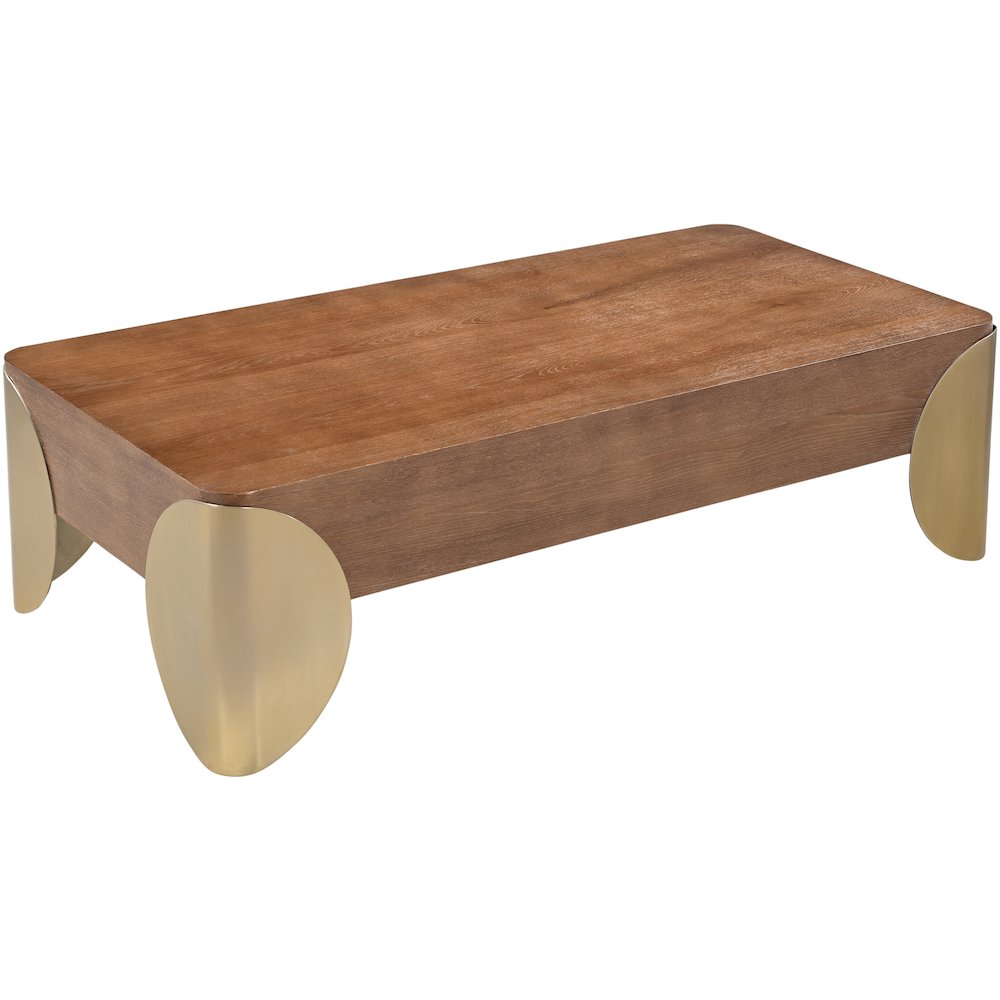 Cazari Brown Oak Wood And Iron Coffee Table. Picture 5