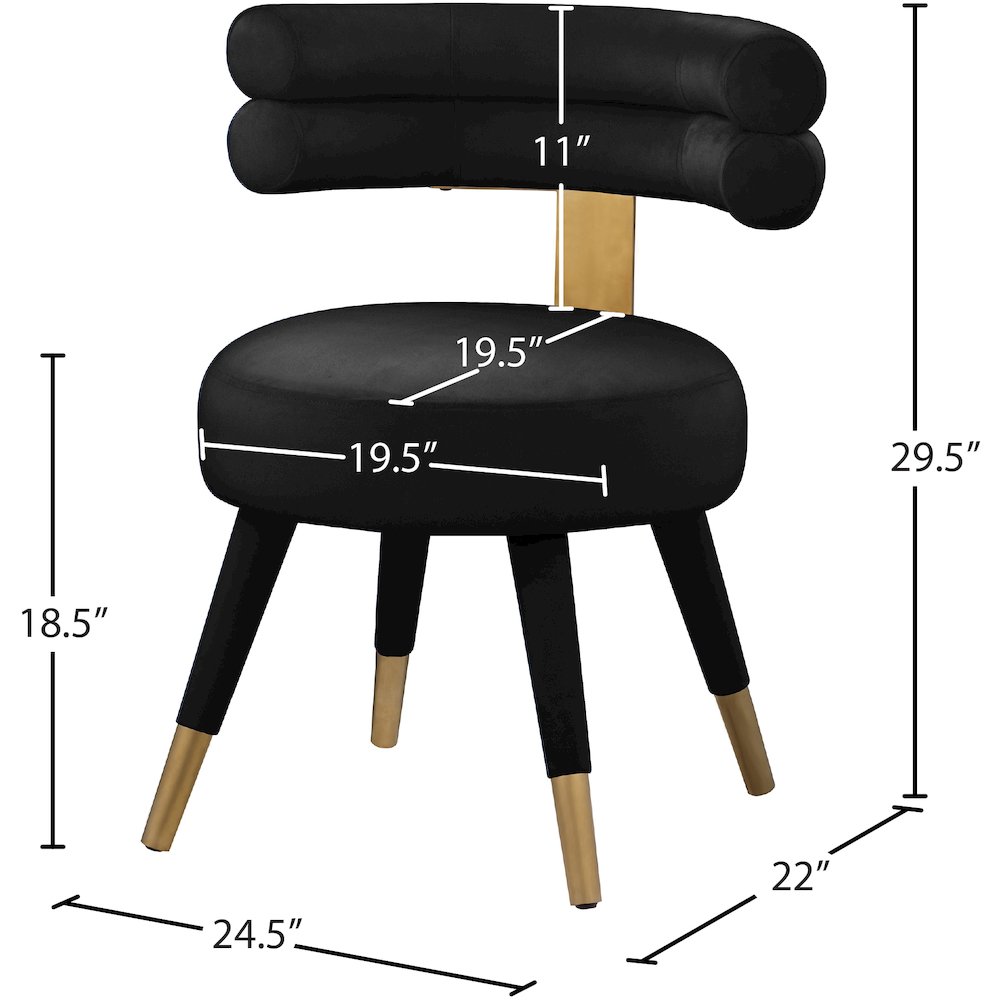 Fitzroy Black Velvet Dining Chair, Set of 2. Picture 6