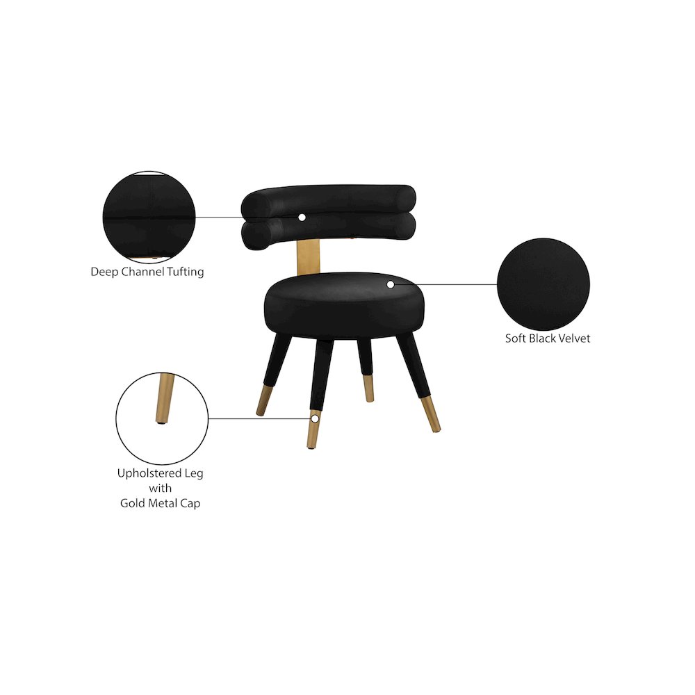 Fitzroy Black Velvet Dining Chair, Set of 2. Picture 7