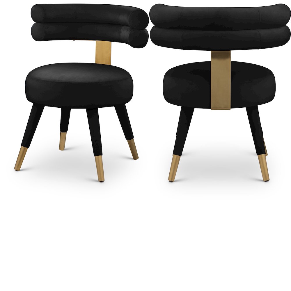 Fitzroy Black Velvet Dining Chair, Set of 2. Picture 1