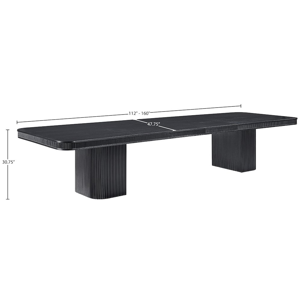 Mohari 112" / 160" Black Solid Wood And Oak Veneer Dining Table (3 Boxes). Picture 14