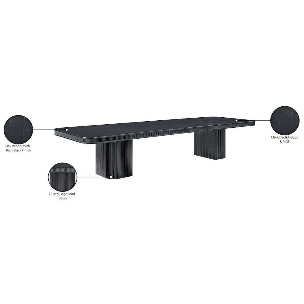 Mohari 112" / 160" Black Solid Wood And Oak Veneer Dining Table (3 Boxes). Picture 15