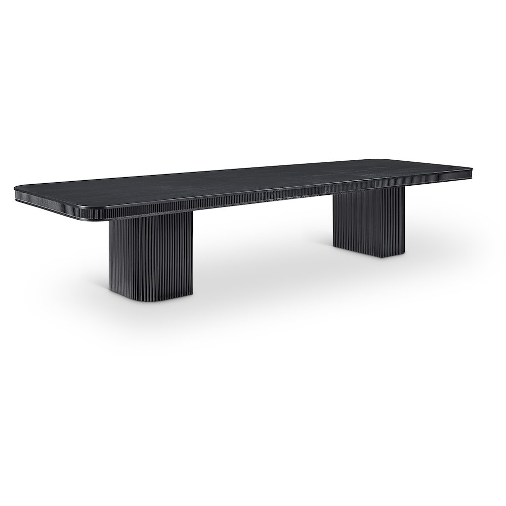 Mohari 112" / 160" Black Solid Wood And Oak Veneer Dining Table (3 Boxes). Picture 1