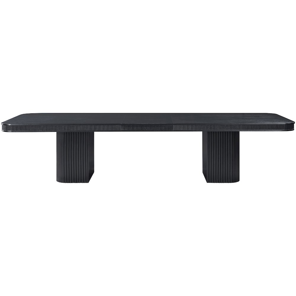 Mohari 112" / 160" Black Solid Wood And Oak Veneer Dining Table (3 Boxes). Picture 10