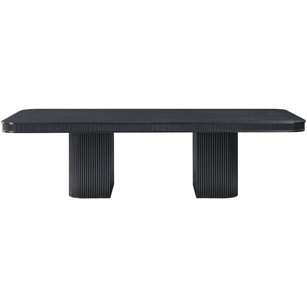 Mohari 112" / 160" Black Solid Wood And Oak Veneer Dining Table (3 Boxes). Picture 11